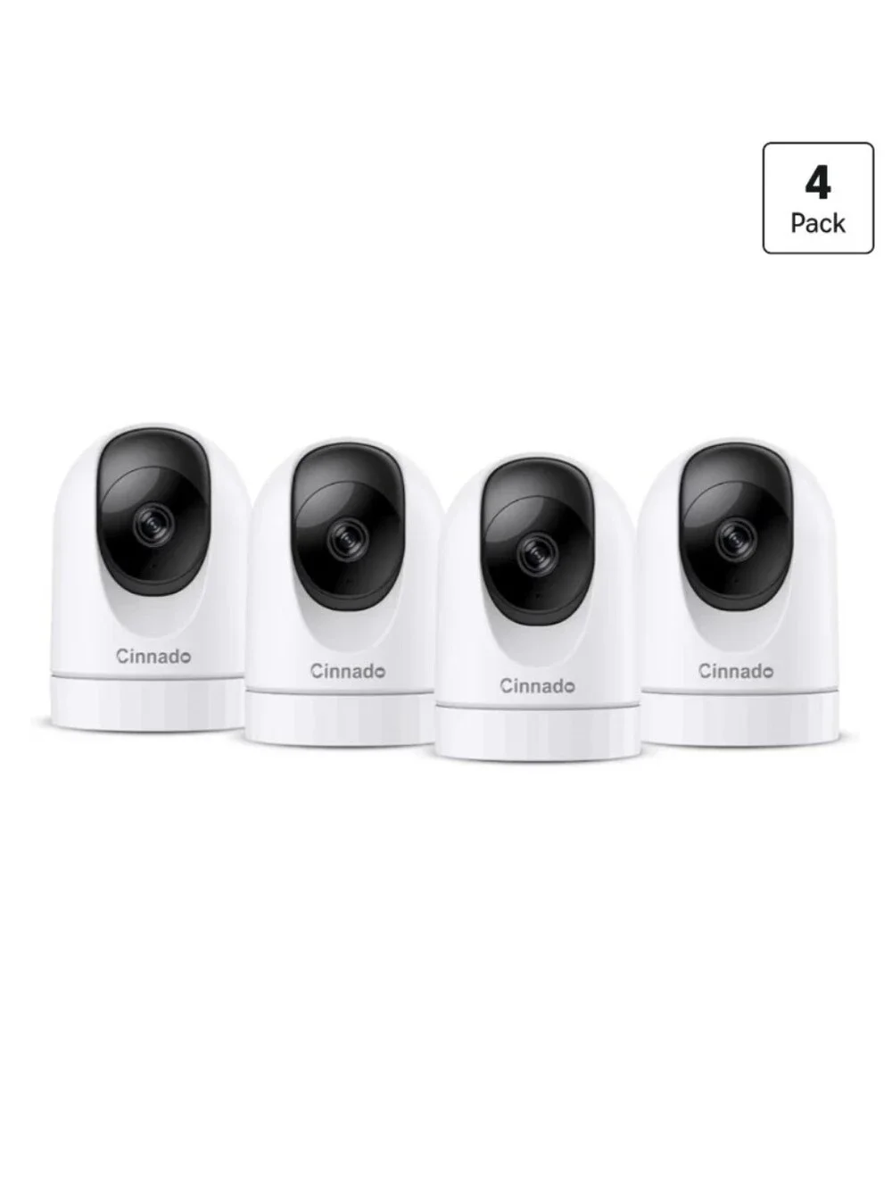 Cinnado 2K Indoor Security Camera 4-Pack | Alexa Compatible | 360° WiFi